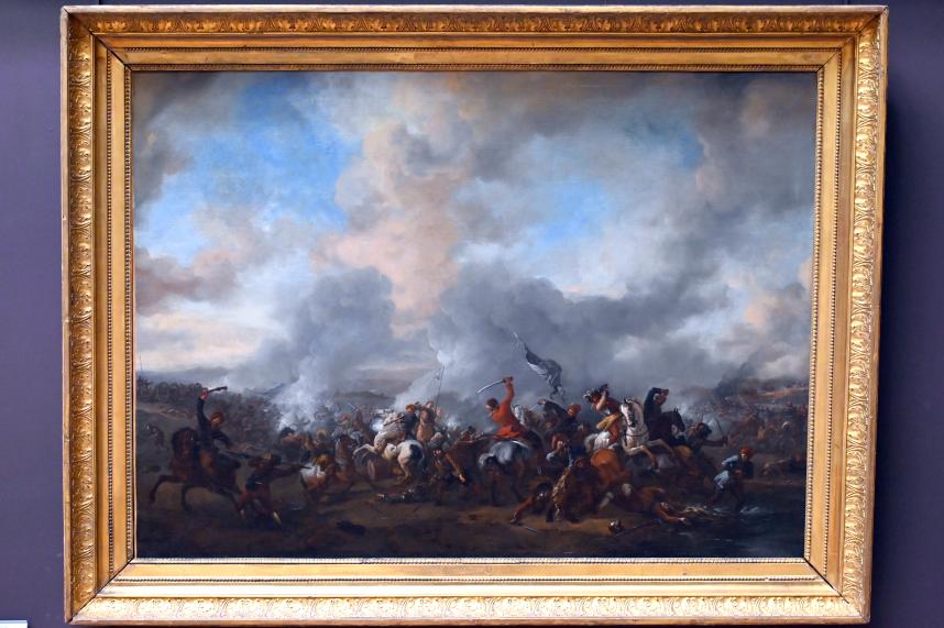 Philips Wouwerman (1645–1665), Große Schlacht zwischen Kavallerie und Infanterie, Paris, Musée du Louvre, Saal 846, 1650–1660, Bild 1/2