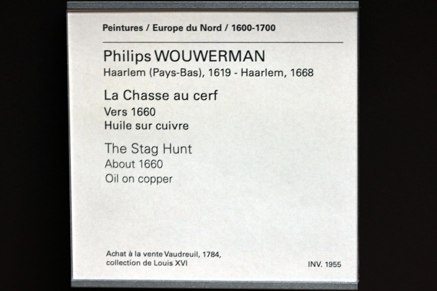 Philips Wouwerman (1645–1665), Hirschjagd, Paris, Musée du Louvre, Saal 846, um 1660, Bild 2/2