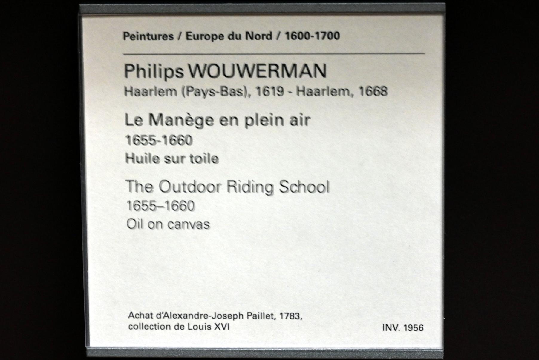 Philips Wouwerman (1645–1665), Pferdedressur auf dem Reitplatz, Paris, Musée du Louvre, Saal 846, um 1655–1660, Bild 2/2