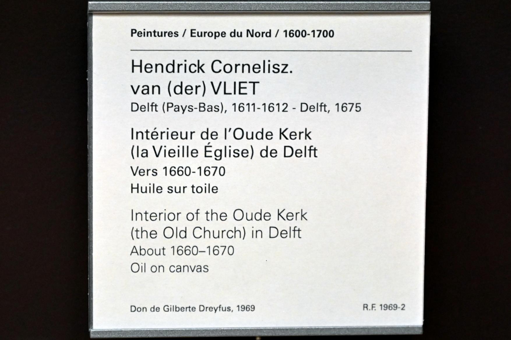 Hendrick Cornelisz. van Vliet (1655–1665), Interieur der Oude Kerk in Delft, Paris, Musée du Louvre, Saal 846, um 1660–1670, Bild 2/2