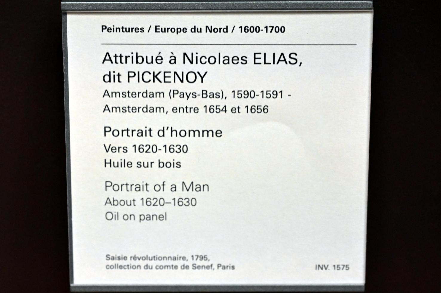 Nicolaes Eliasz. Pickenoy (1625–1636), Porträt eines Mannes, Paris, Musée du Louvre, Saal 846, um 1620–1630, Bild 2/2