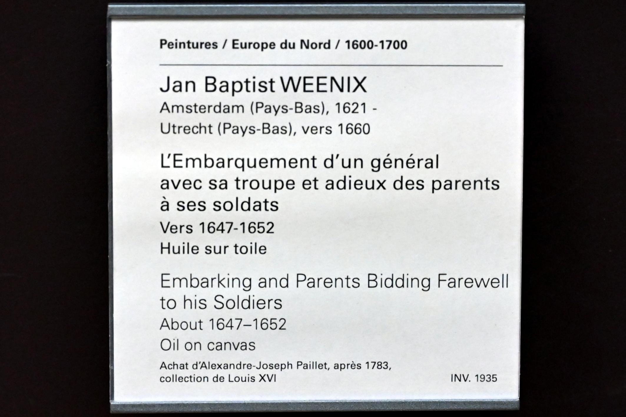 Jan Baptist Weenix (1649–1656), Aufbruch einer orientalischen Truppe, Paris, Musée du Louvre, Saal 845, um 1647–1652, Bild 2/2
