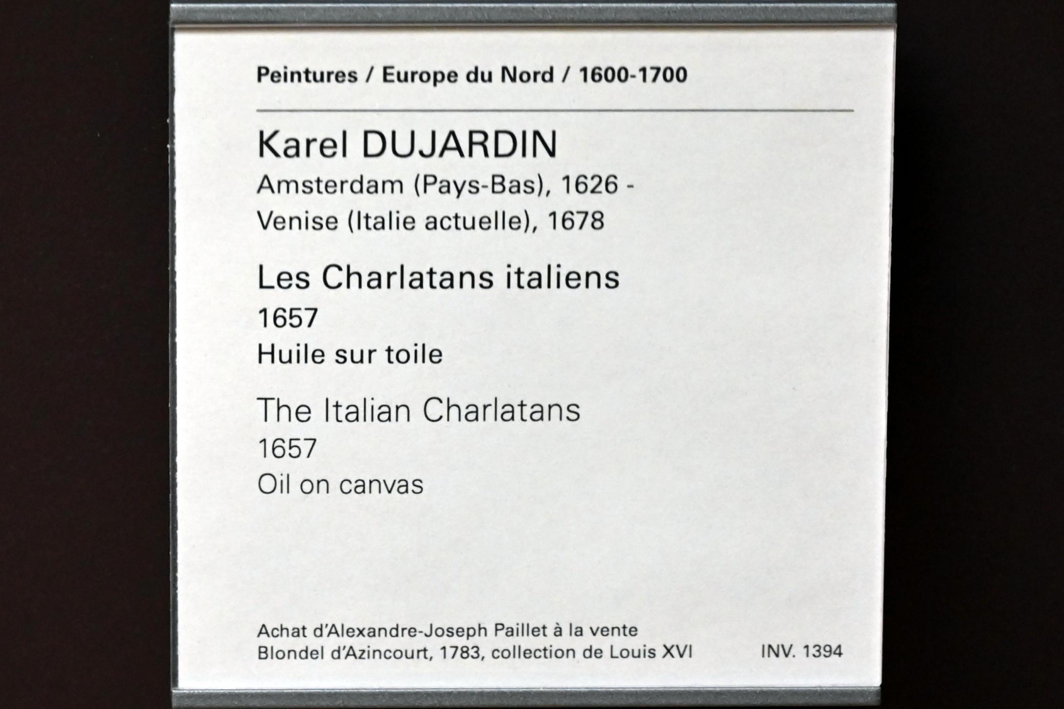 Karel Dujardin (1652–1678), Die italienischen Komödianten, Paris, Musée du Louvre, Saal 845, 1657, Bild 2/2