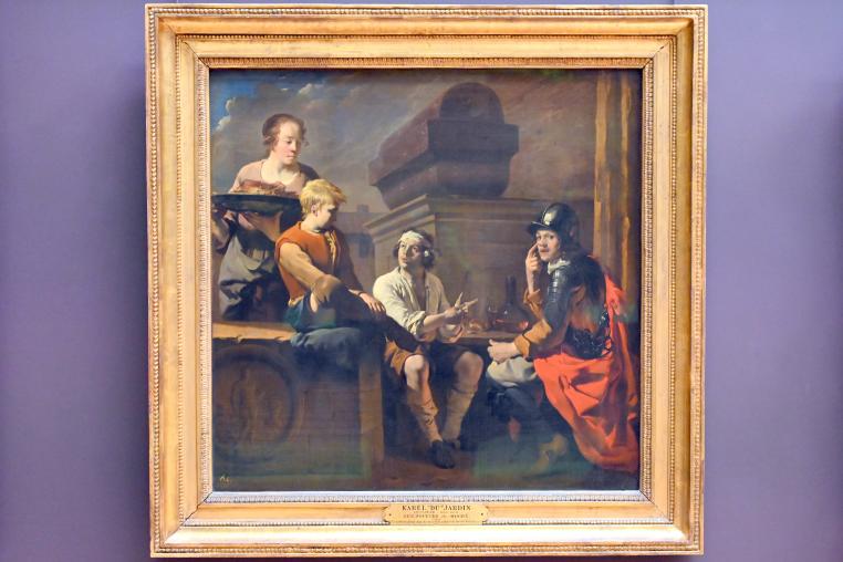Karel Dujardin (1652–1675), Morra-Spieler (Glücksspiel in Rom), Paris, Musée du Louvre, Saal 845, um 1660–1670
