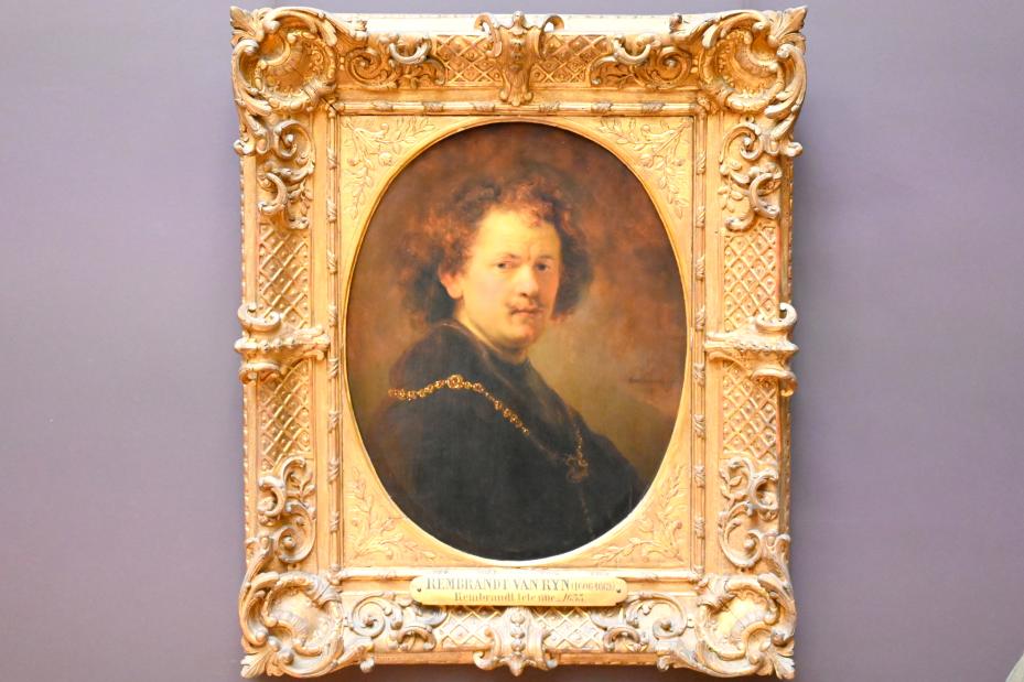 Rembrandt (Rembrandt Harmenszoon van Rijn) (1627–1669), Selbstporträt ohne Kopfbedeckung, Paris, Musée du Louvre, Saal 844, 1633, Bild 1/2