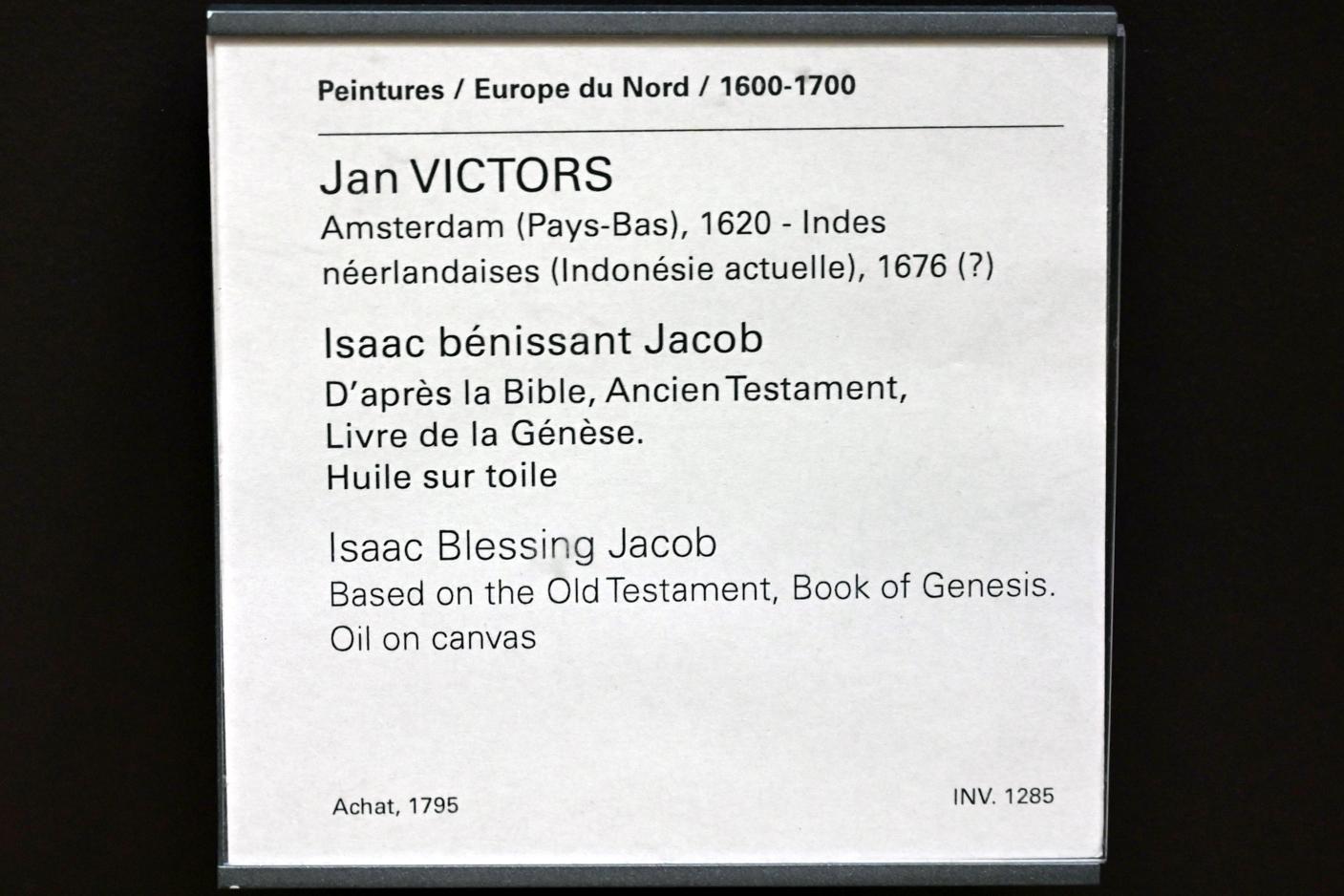 Jan Victors (1640–1658), Isaak segnet Jakob, Paris, Musée du Louvre, Saal 844, Undatiert, Bild 2/2