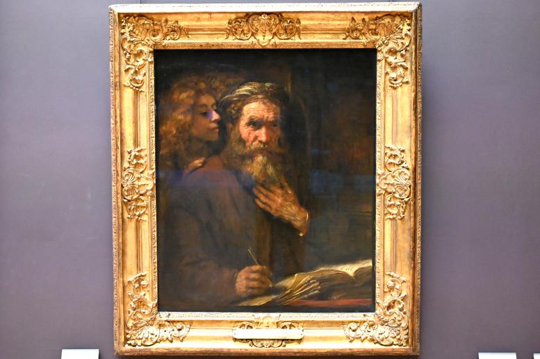 Rembrandt (Rembrandt Harmenszoon van Rijn) (1627–1669), Evangelist Matthäus und der Mensch mit Flügeln, Paris, Musée du Louvre, Saal 844, 1661