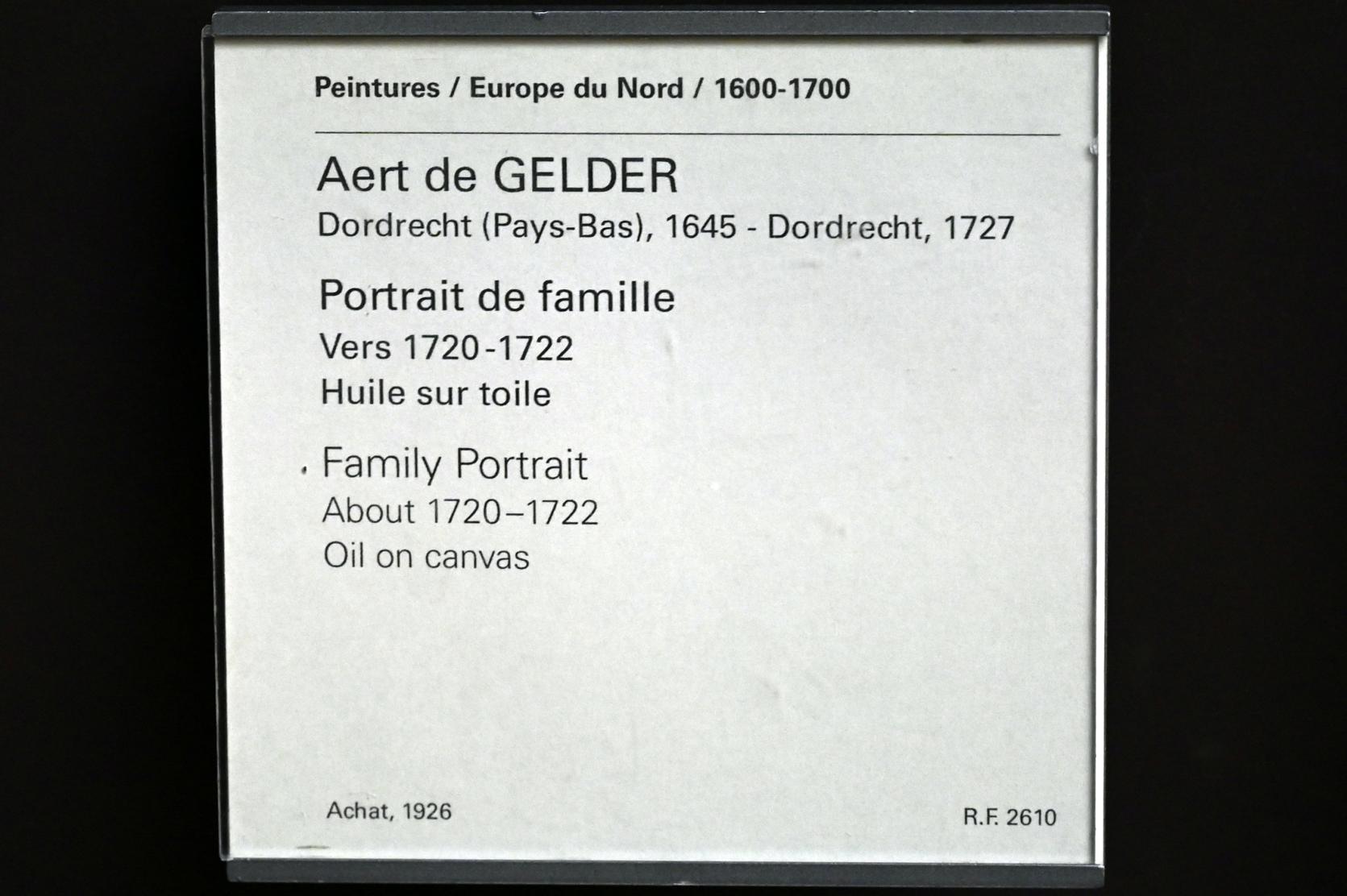 Aert de Gelder (1682–1721), Familienporträt, Paris, Musée du Louvre, Saal 844, um 1720–1722, Bild 2/2