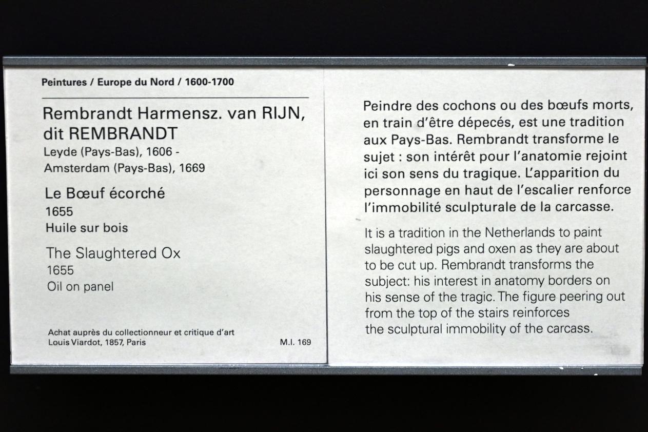 Rembrandt (Rembrandt Harmenszoon van Rijn) (1627–1669), Geschlachtetes Rind, Paris, Musée du Louvre, Saal 844, 1655, Bild 2/2