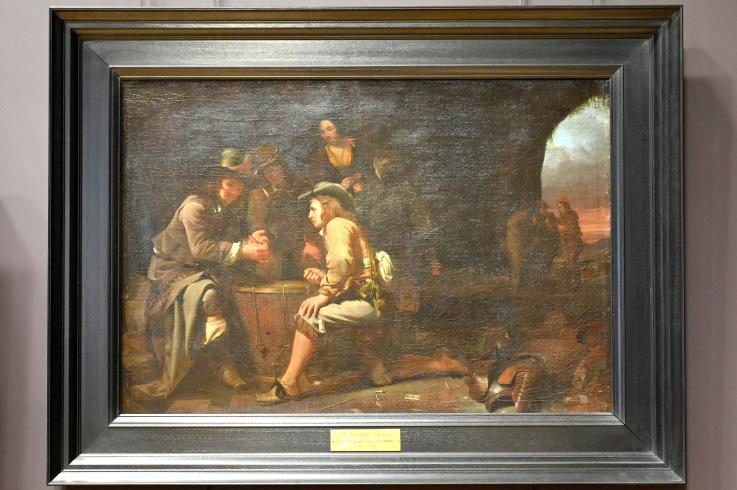 Michael Sweerts (1649–1661), Karten spielende Soldaten in einer in ein Wachhaus umgewandelte Höhle, Paris, Musée du Louvre, Saal 843, 1649, Bild 1/2