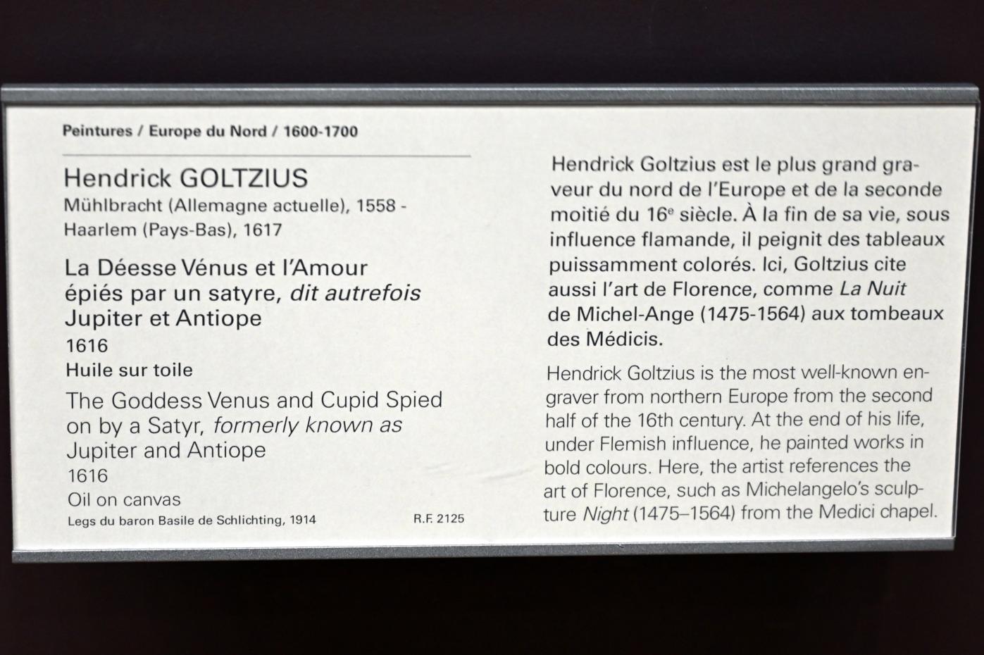 Hendrick Goltzius (1578–1616), Venus und Amor, beobachtet von einem Satyr, Paris, Musée du Louvre, Saal 843, 1616, Bild 2/2