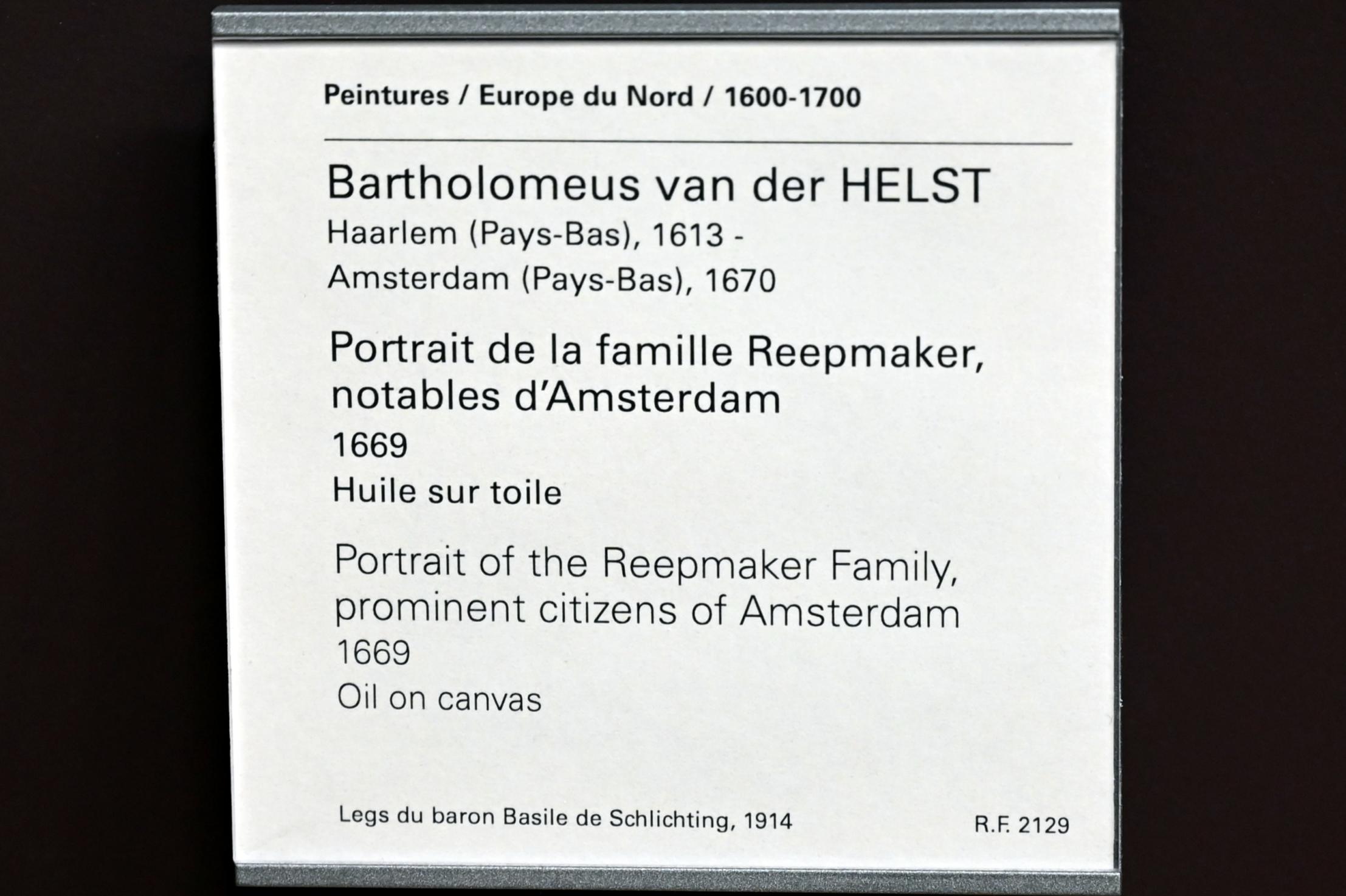 Bartholomeus van der Helst (1640–1669), Porträt der Familie Reepmaker, angesehene Bürger Amsterdams, Paris, Musée du Louvre, Saal 843, 1669, Bild 2/2