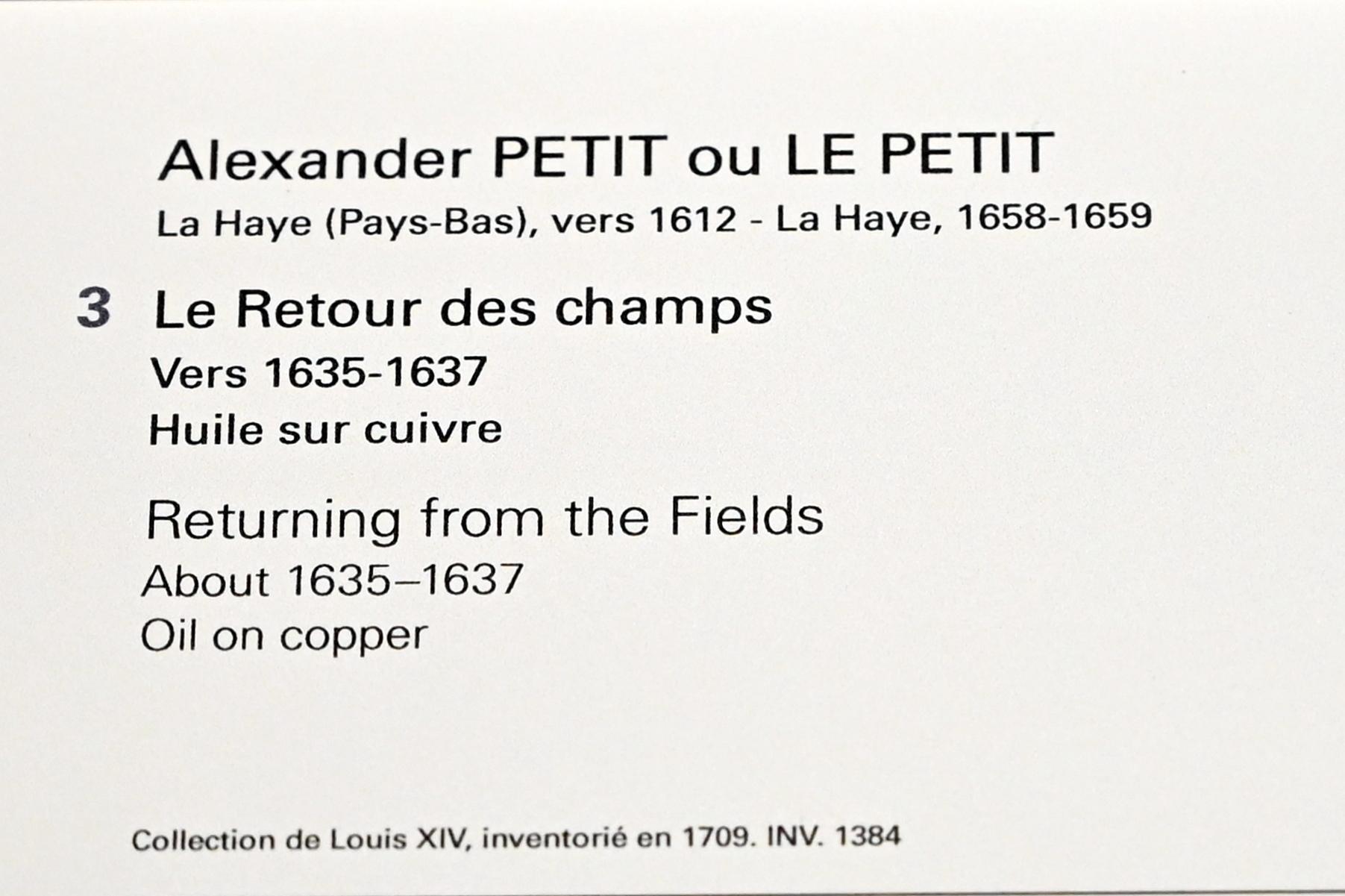 Alexander Le Petit (1636), Rückkehr vom Feld, Paris, Musée du Louvre, Saal 842, um 1635–1637, Bild 2/2