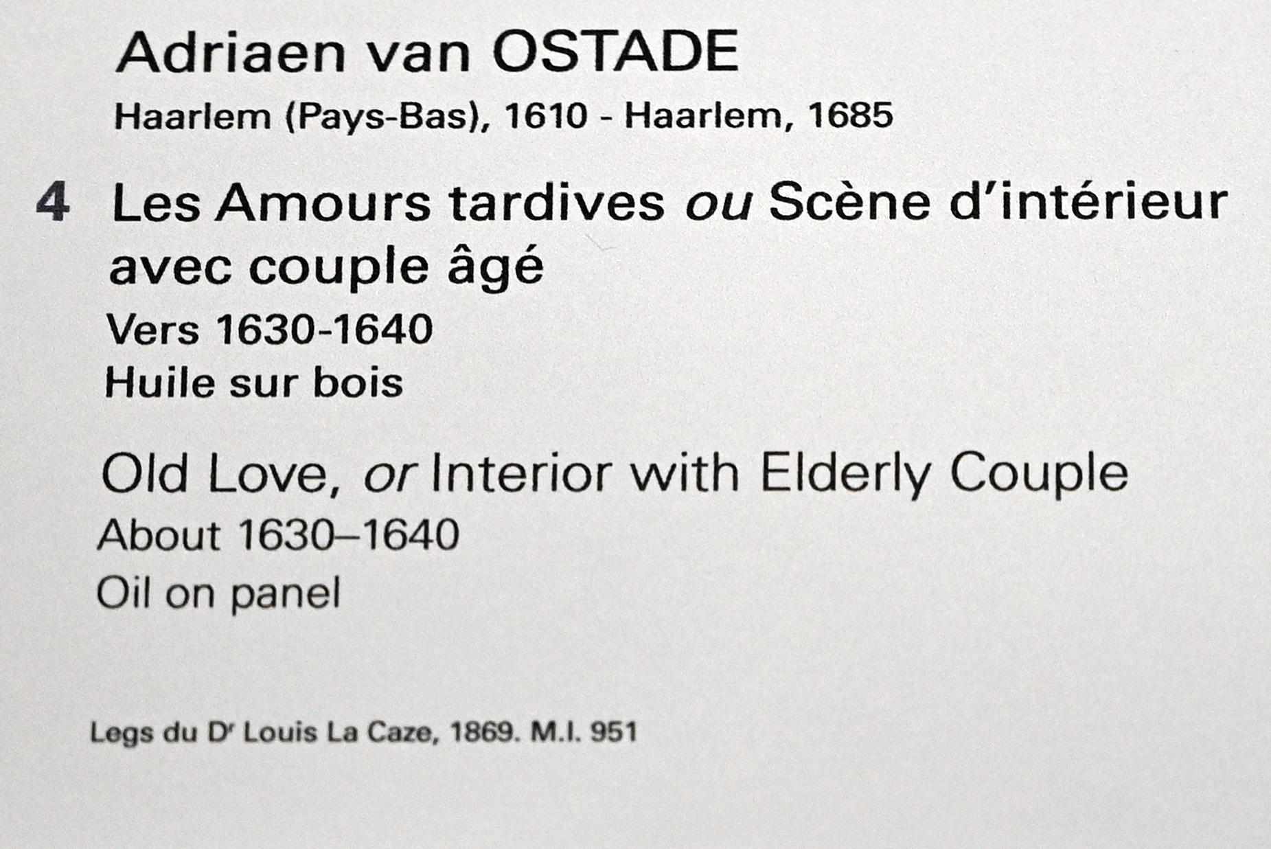 Adriaen van Ostade (1635–1670), Späte Liebe (Interieur mit einem gealterten Liebespaar), Paris, Musée du Louvre, Saal 842, um 1630–1640, Bild 2/2