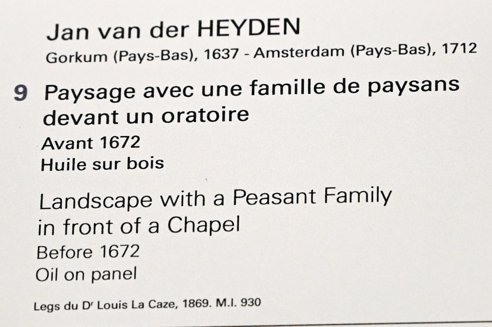 Jan van der Heyden (1652–1712), Landschaft mit einer Bauernfamilie vor einer Kapelle, Paris, Musée du Louvre, Saal 842, vor 1672, Bild 2/2