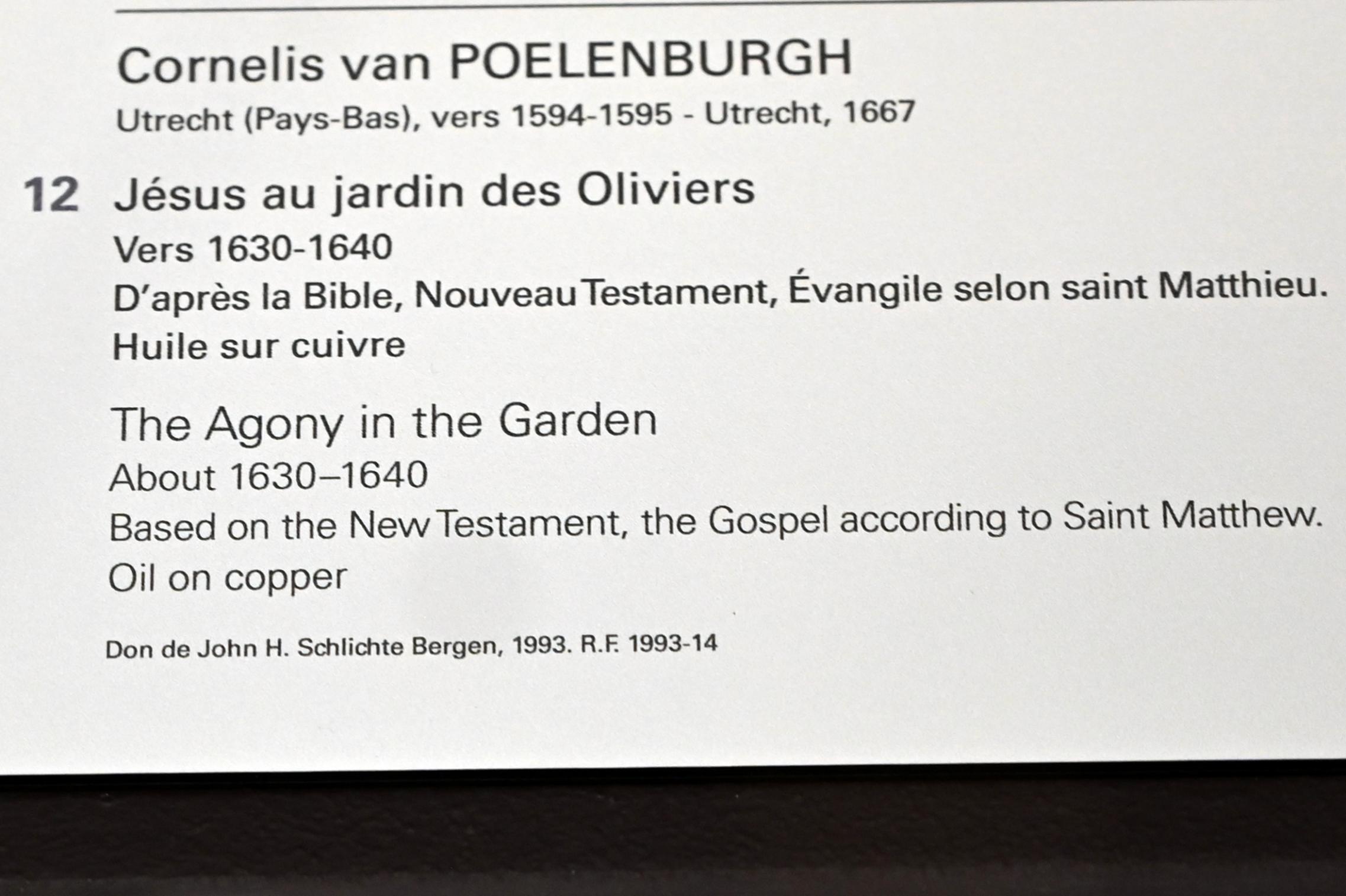 Cornelis van Poelenburgh (1620–1646), Christus am Ölberg, Paris, Musée du Louvre, Saal 842, um 1630–1640, Bild 2/2