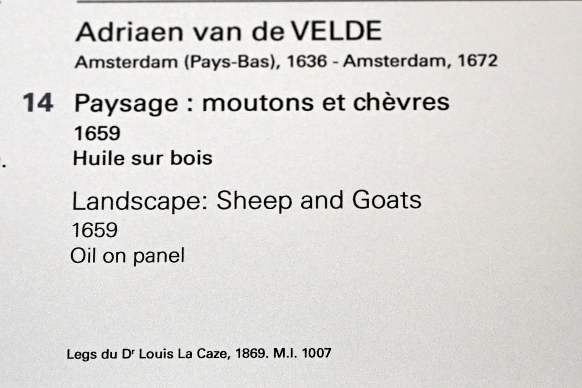 Adriaen van de Velde (1658–1668), Landschaft mit Schafen und Ziegen, Paris, Musée du Louvre, Saal 842, 1659, Bild 2/2