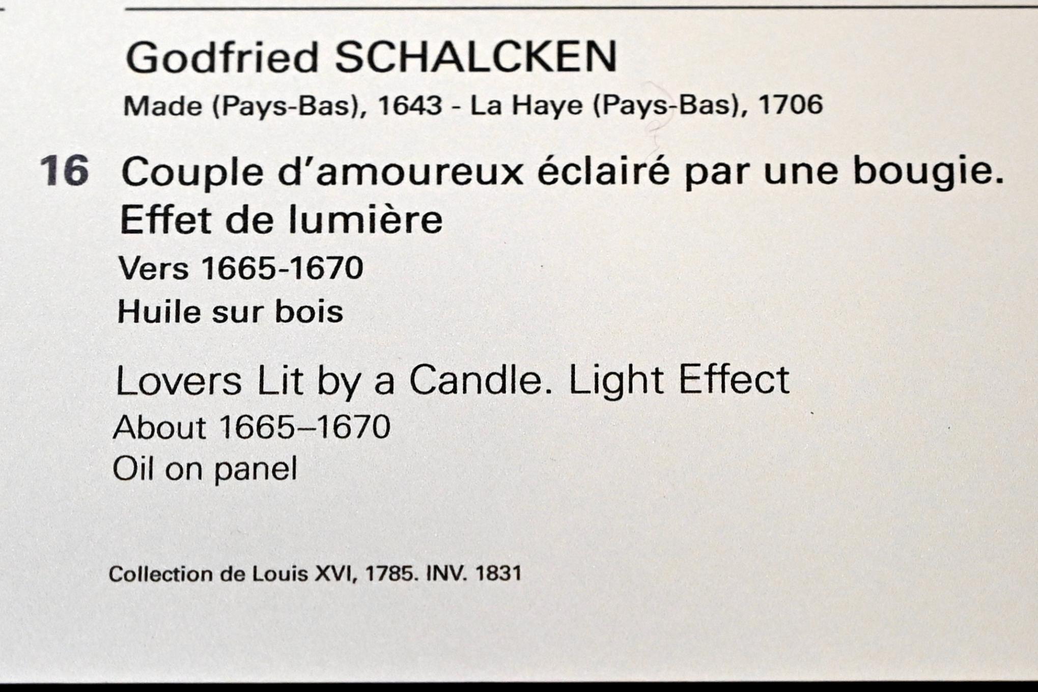 Godefridus Schalcken (Godfried Schalcken) (1665–1692), Von einer Kerze erleuchtetes Liebespaar, Paris, Musée du Louvre, Saal 842, um 1665–1670, Bild 2/2