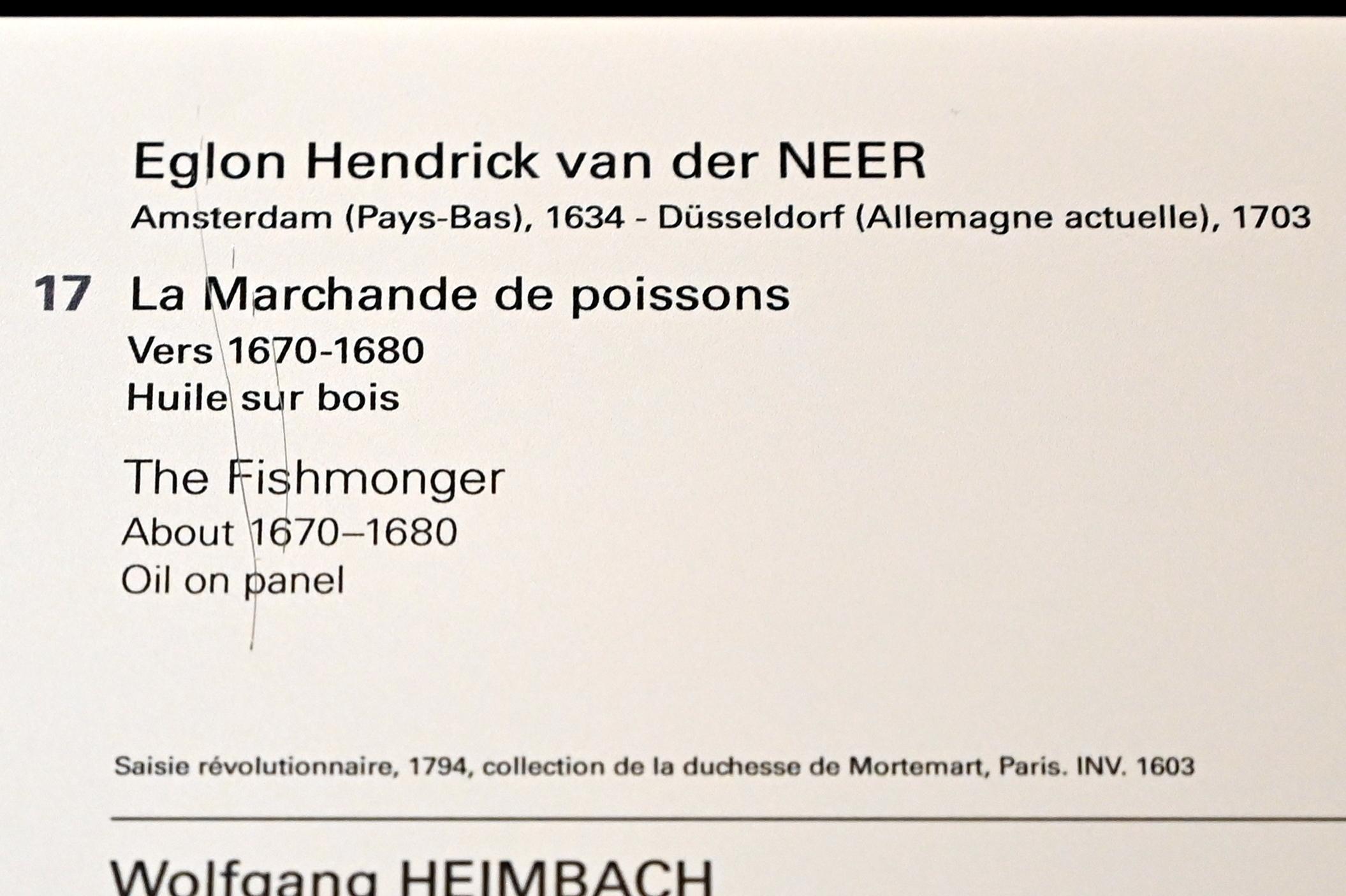 Eglon Hendrick van der Neer (1665–1702), Die Fischhändlerin, Paris, Musée du Louvre, Saal 842, um 1670–1680, Bild 2/2