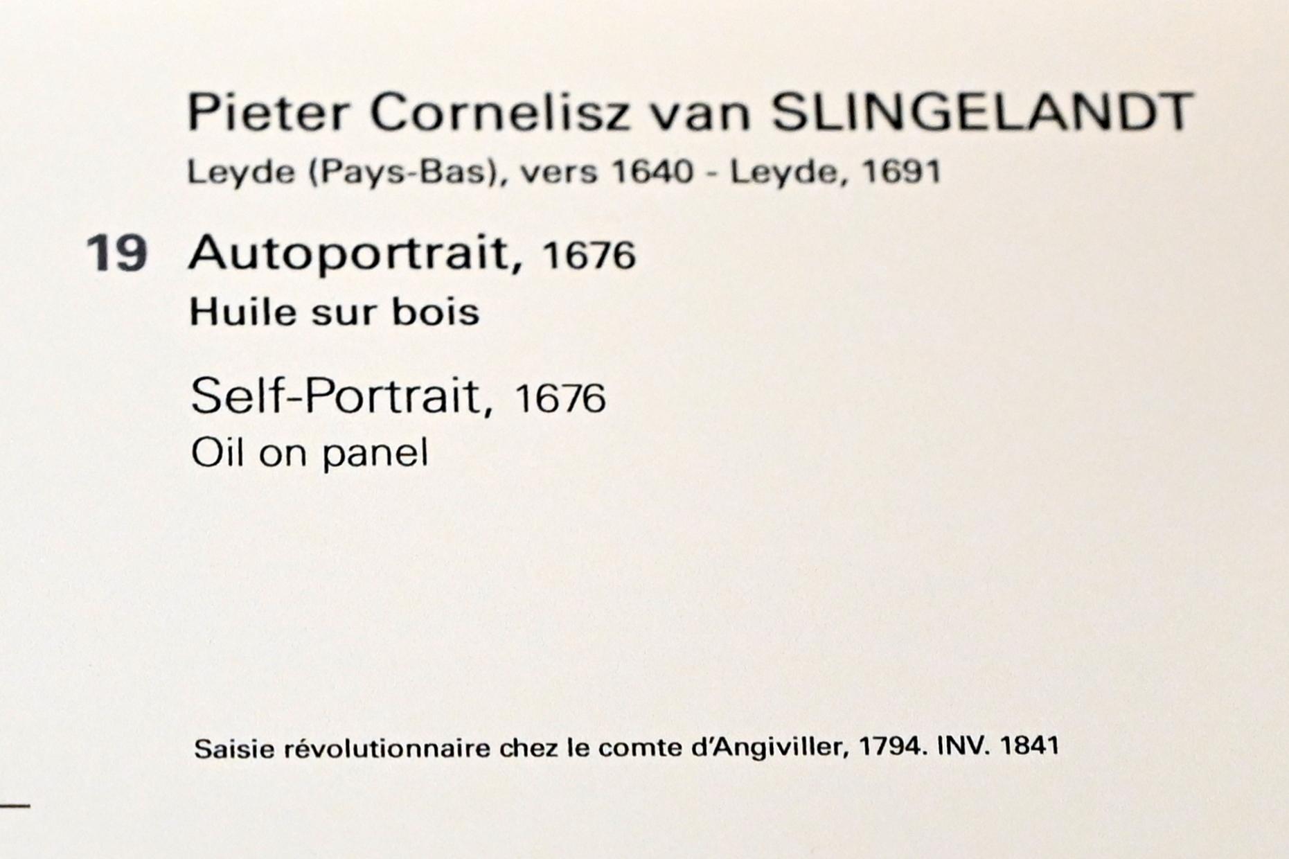 Pieter Cornelisz van Slingelandt (1656–1676), Selbstporträt, Paris, Musée du Louvre, Saal 842, 1676, Bild 2/2