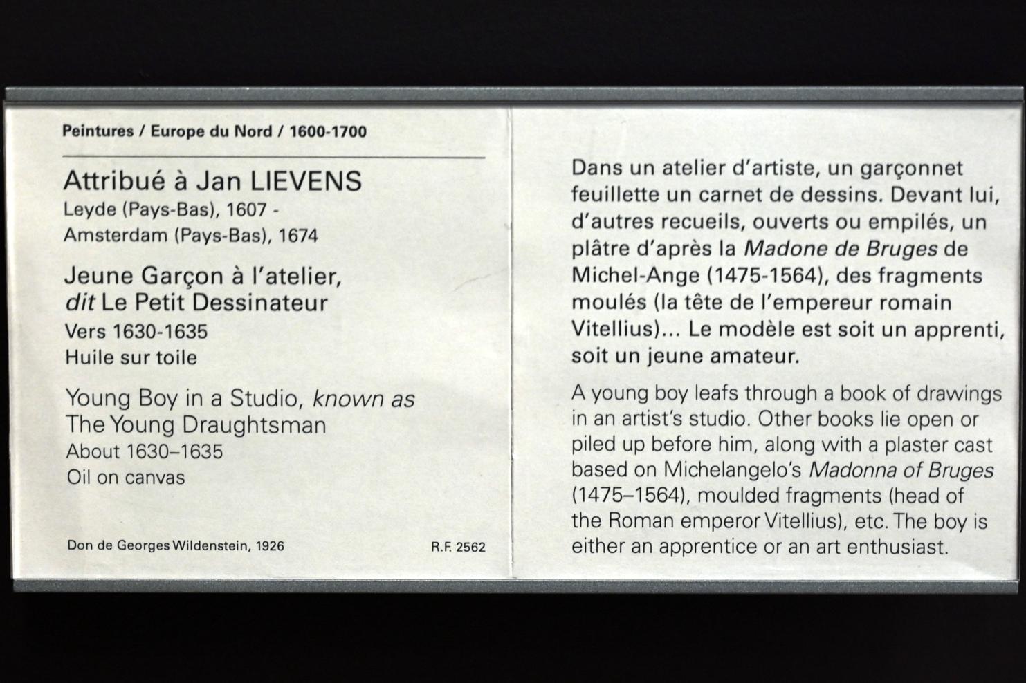 Jan Lievens (1628–1654), Junge im Atelier (Der junge Zeichner), Paris, Musée du Louvre, Saal 841, um 1630–1635, Bild 2/2