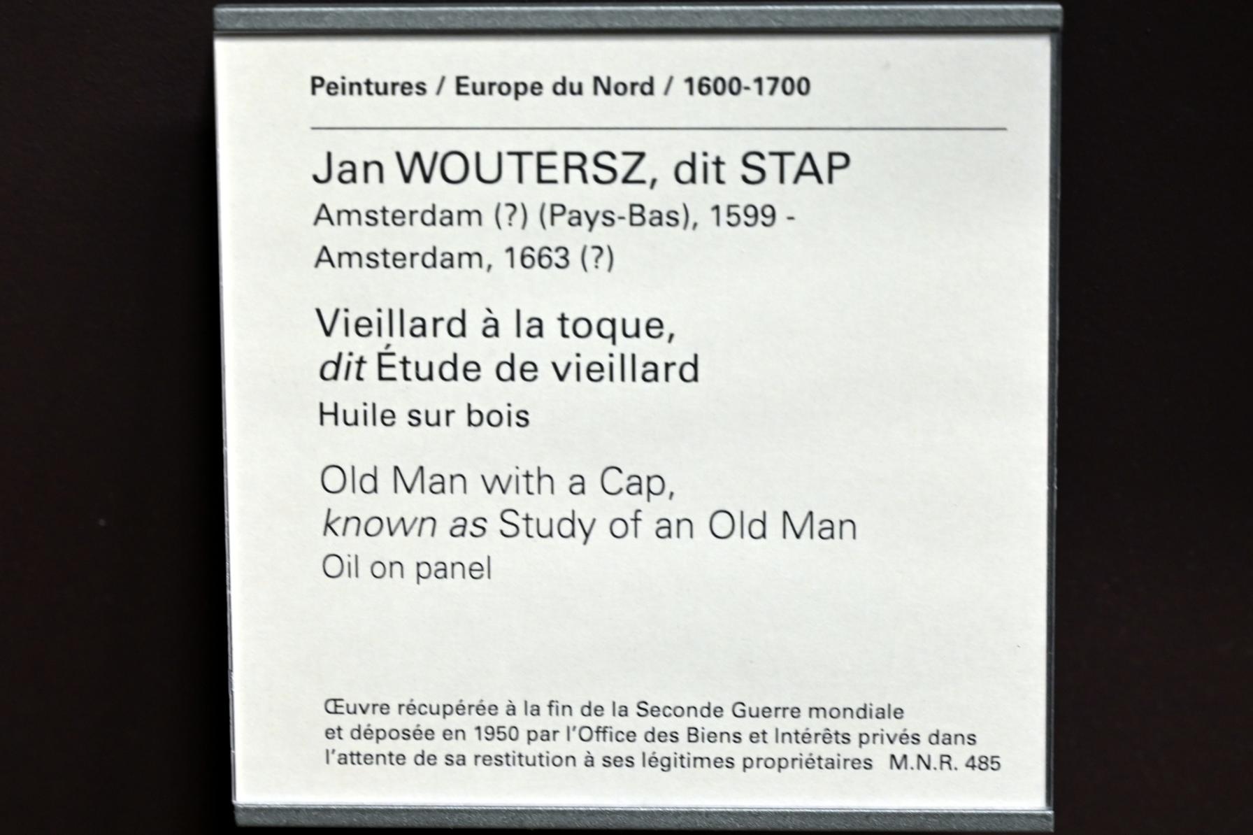 Jan Woutersz Stap (Undatiert), Alter Mann mit Mütze (Studie eines alten Mannes), Paris, Musée du Louvre, Saal 841, Undatiert, Bild 2/2