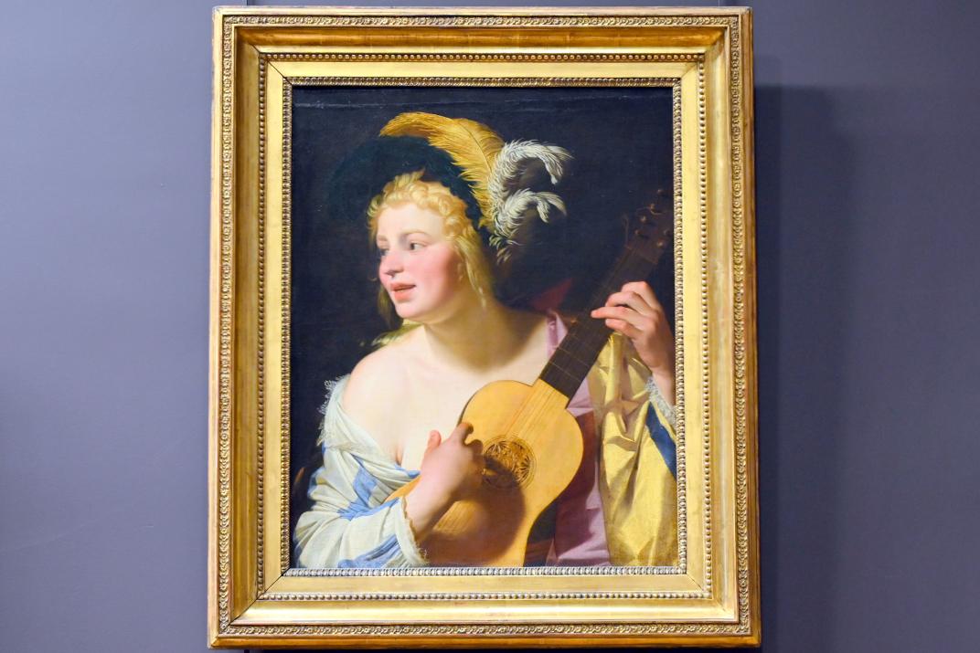 Gerrit van Honthorst (Gerard van Honthorst) (1616–1655), Porträt einer Gitarrenspielerin, Paris, Musée du Louvre, Saal 841, 1624