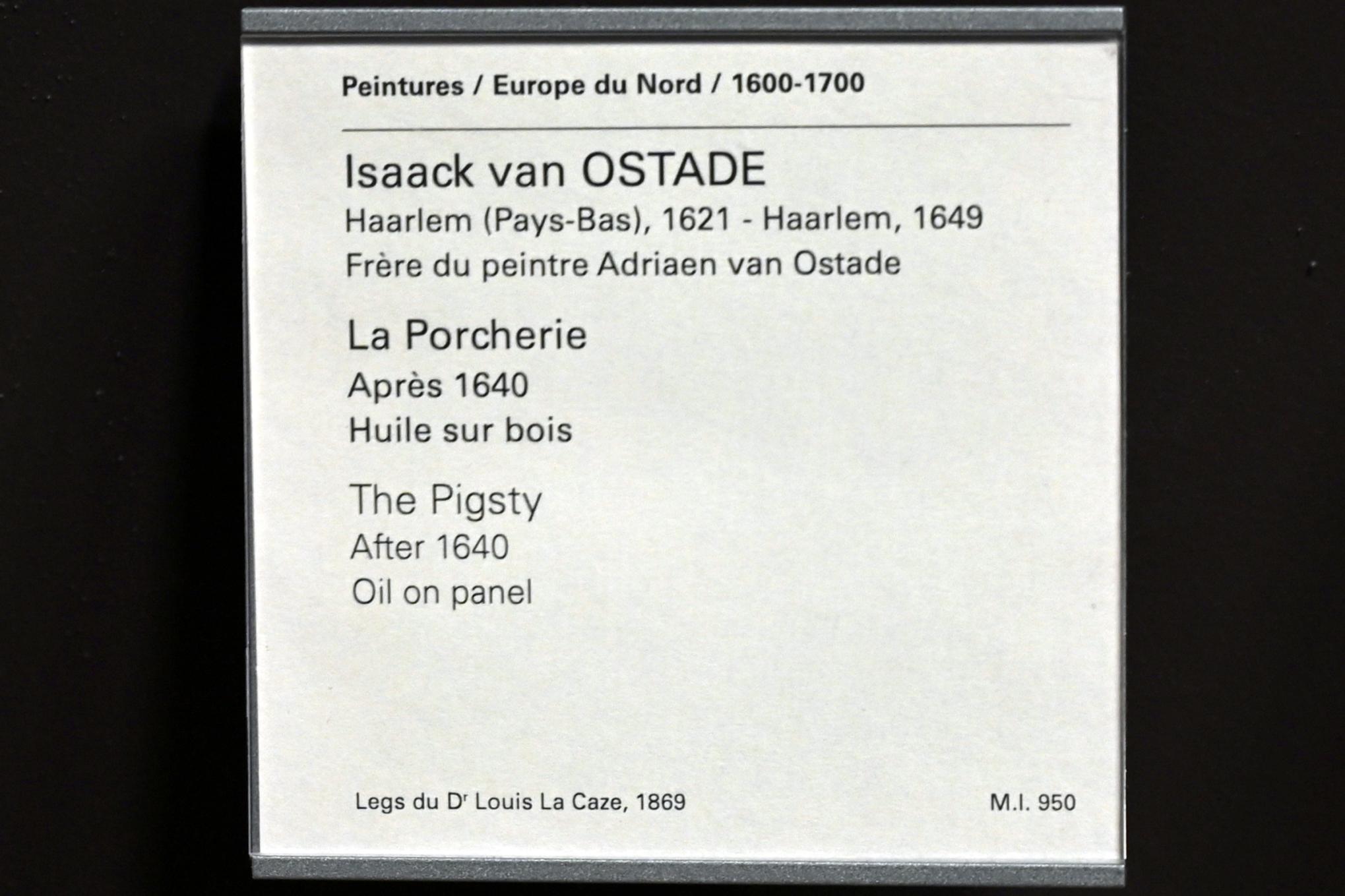 Isaac van Ostade (1639–1649), Schweinestall, Paris, Musée du Louvre, Saal 840, nach 1640, Bild 2/2