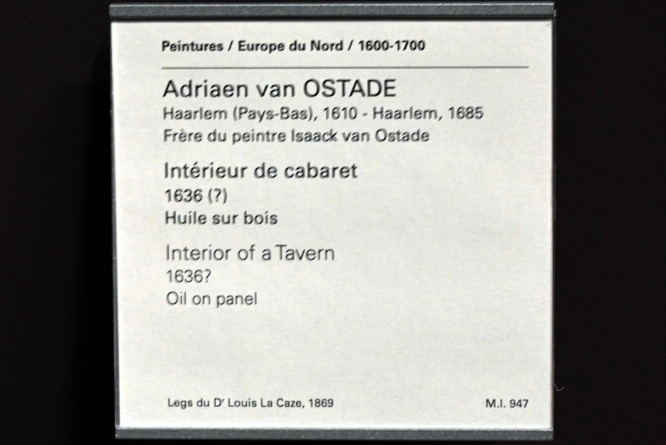 Adriaen van Ostade (1635–1670), In der Schenke, Paris, Musée du Louvre, Saal 840, um 1636, Bild 2/2
