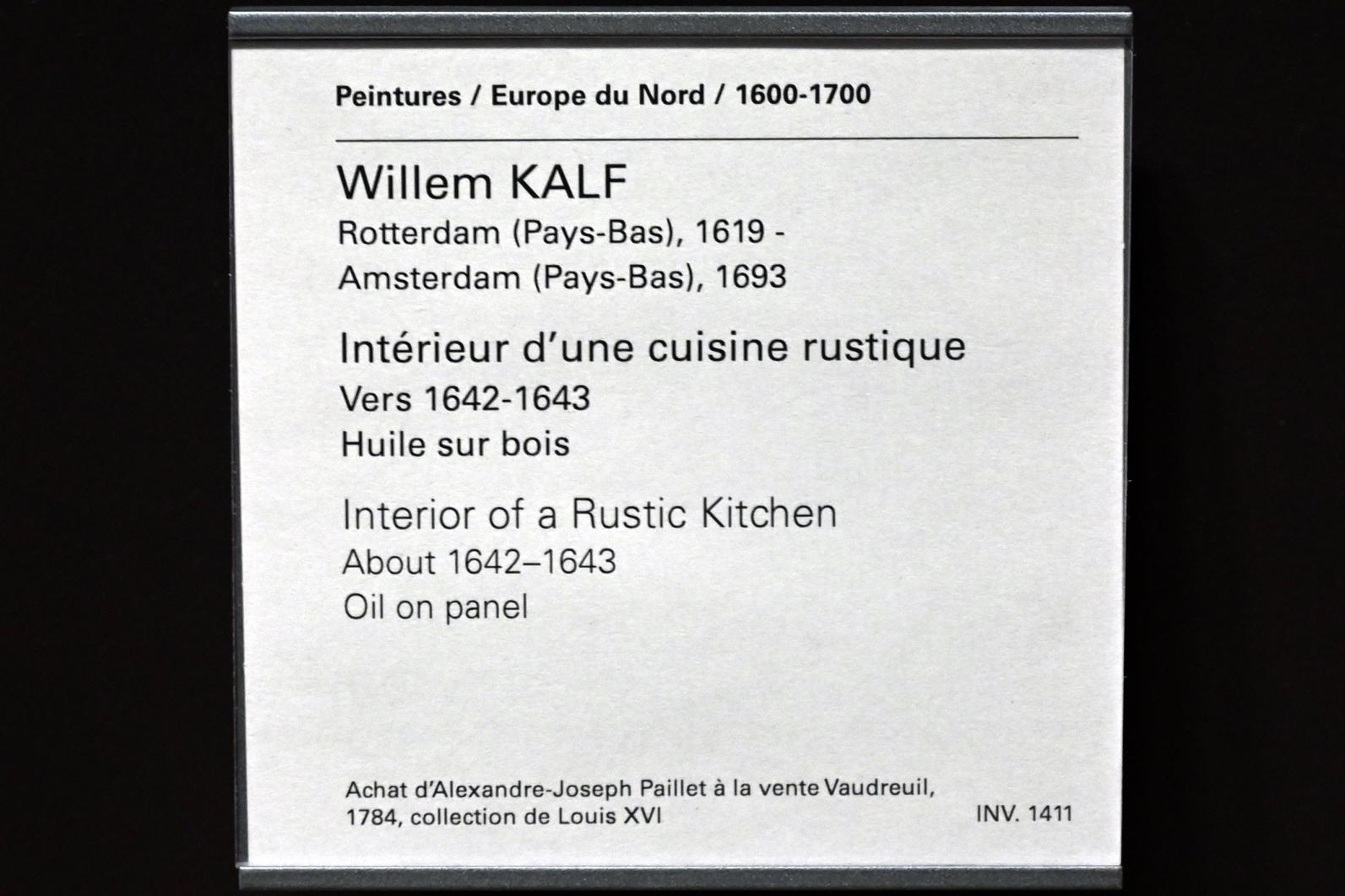 Willem Kalf (1642–1678), Kücheninterieur, Paris, Musée du Louvre, Saal 840, um 1642–1643, Bild 2/2