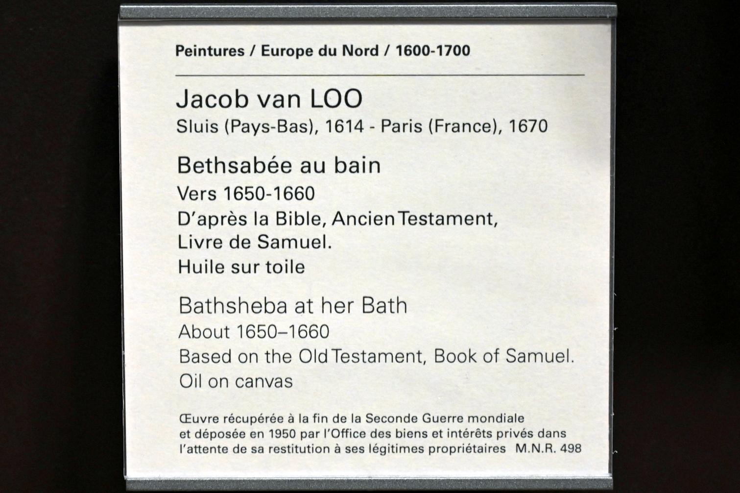 Jacob van Loo (1651–1655), Bathseba im Bade, Paris, Musée du Louvre, Saal 840, um 1650–1660, Bild 2/2