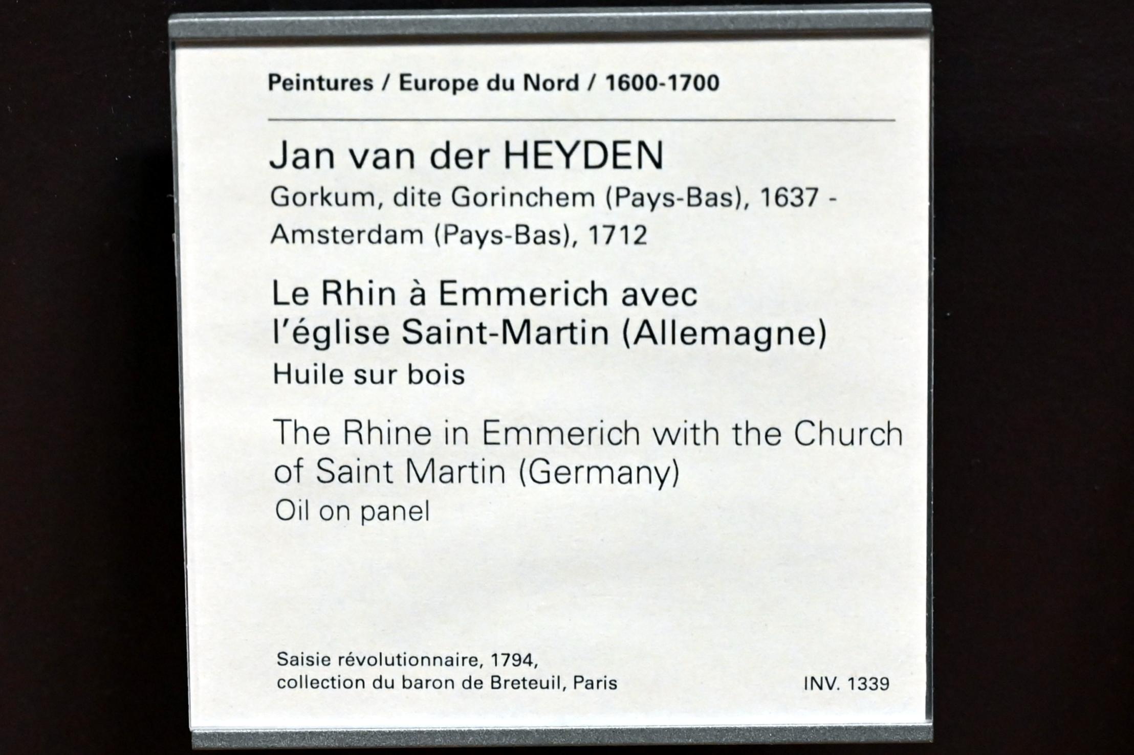 Jan van der Heyden (1652–1712), Der Rhein bei Emmerich mit der Kirche St. Martin, Paris, Musée du Louvre, Saal 839, Undatiert, Bild 2/2
