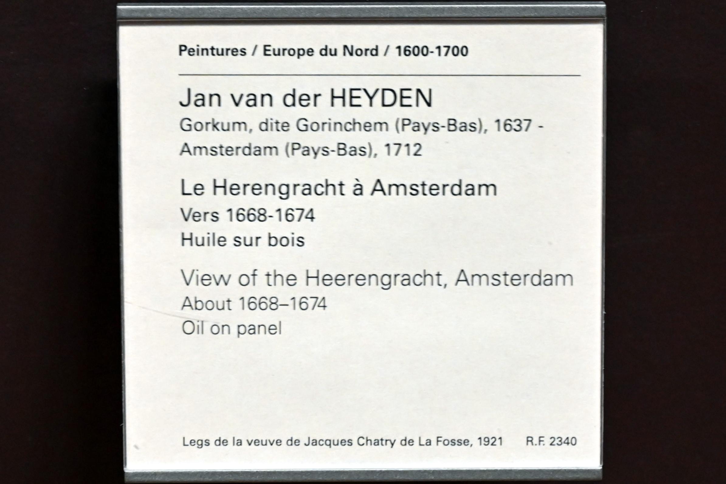Jan van der Heyden (1652–1712), Die Herengracht (Herrengraben) in Amsterdam, Paris, Musée du Louvre, Saal 839, um 1668–1674, Bild 2/2