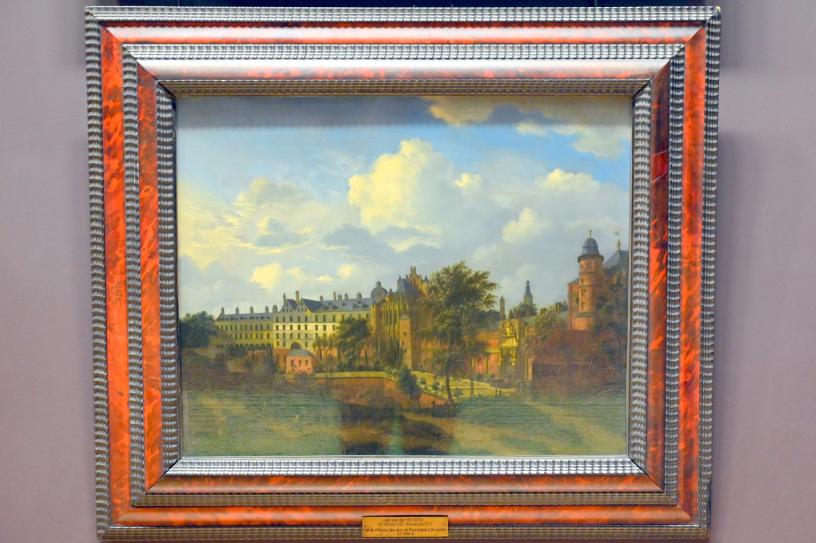 Jan van der Heyden (1652–1712), Der Alte Palast in Brüssel (Coudenberg-Palast), Paris, Musée du Louvre, Saal 839, um 1670, Bild 1/2