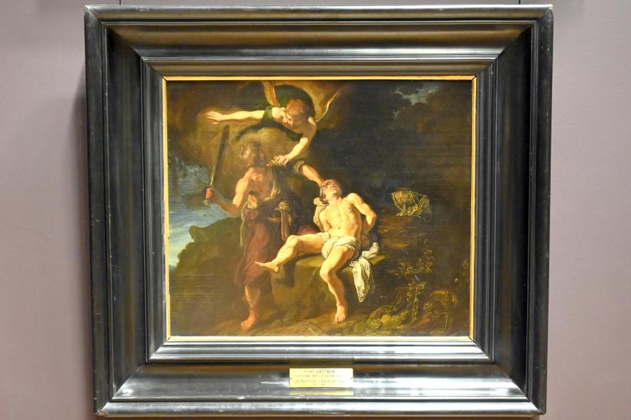 Pieter Lastman (1608–1629), Abraham wird von einem Engel von der Opferung Isaaks abgehalten, Paris, Musée du Louvre, 1616
