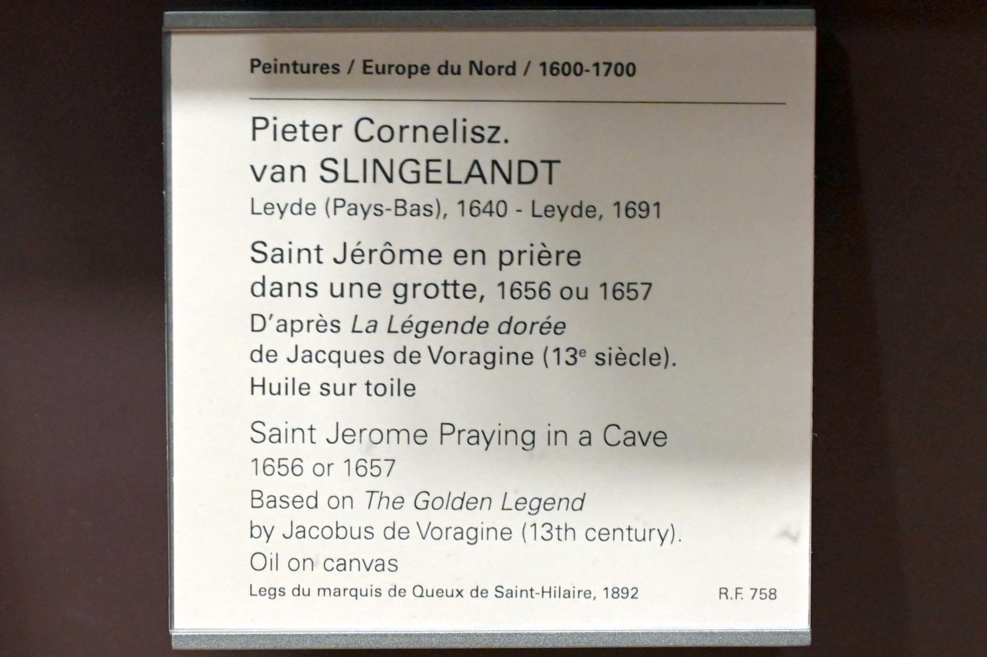 Pieter Cornelisz van Slingelandt (1656–1676), Heiliger Hieronymus betend in einer Grotte, Paris, Musée du Louvre, Saal 839, 1656–1657, Bild 2/2