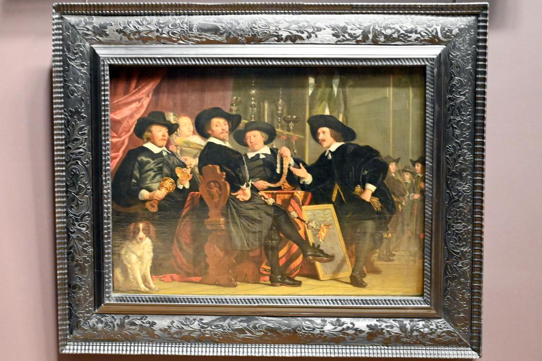 Bartholomeus van der Helst (1640–1669), Der Vorstand des Bogenschützenkorps der Bürgergarde von Amsterdam (Bruderschaft von San Sebastian), Paris, Musée du Louvre, Saal 839, 1653