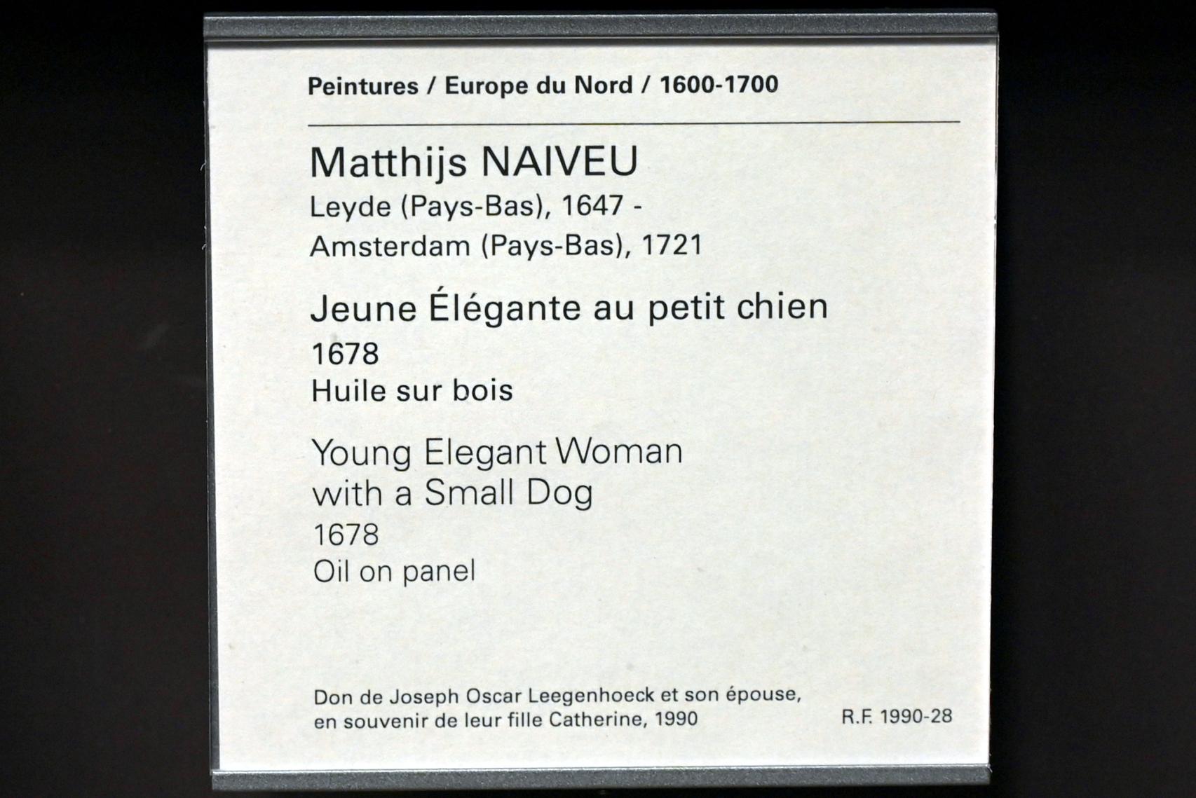 Matthys Naiveu (1678), Junge elegante Frau mit kleinem Hund, Paris, Musée du Louvre, Saal 839, 1678, Bild 2/2