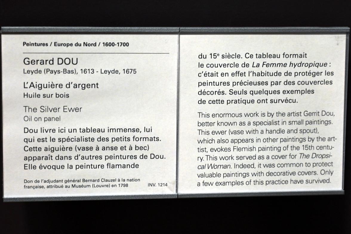 Gerard Dou (Gerrit Dou) (1629–1672), Der silberne Krug, Paris, Musée du Louvre, Saal 839, Undatiert, Bild 2/2
