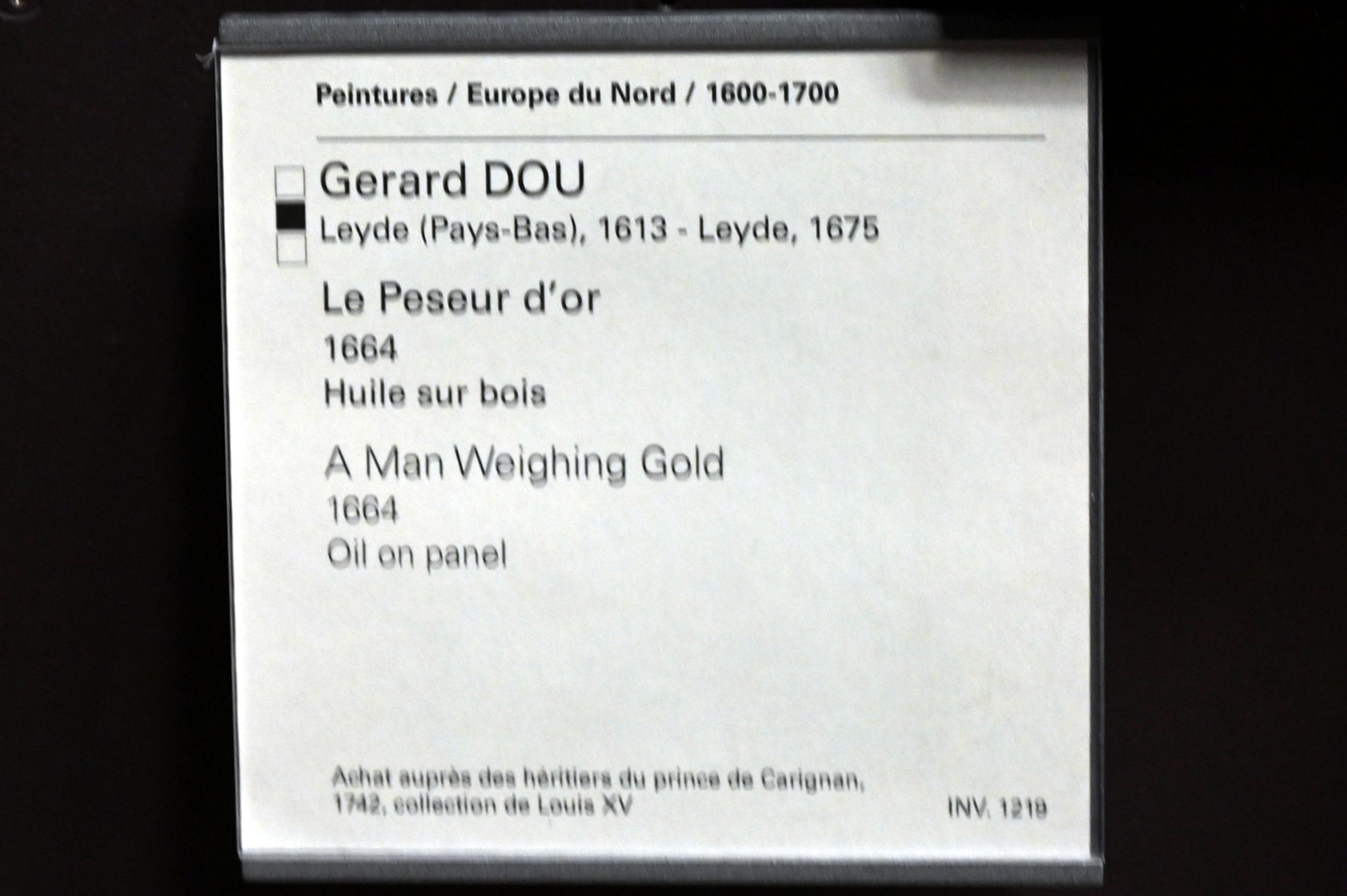 Gerard Dou (Gerrit Dou) (1629–1672), Mann an der Goldwaage, Paris, Musée du Louvre, Saal 839, 1664, Bild 2/2