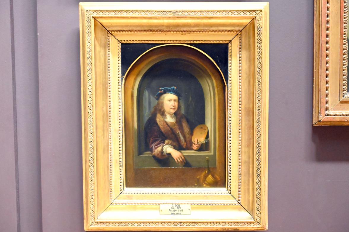 Gerard Dou (Gerrit Dou) (1629–1672), Selbstporträt mit Palette, Paris, Musée du Louvre, Saal 839, um 1660–1665, Bild 1/2