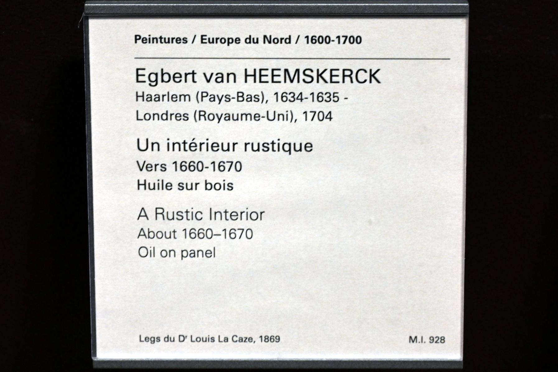 Egbert van Heemskerk II (1665), Rustikales Interieur, Paris, Musée du Louvre, Saal 838, um 1660–1670, Bild 2/2