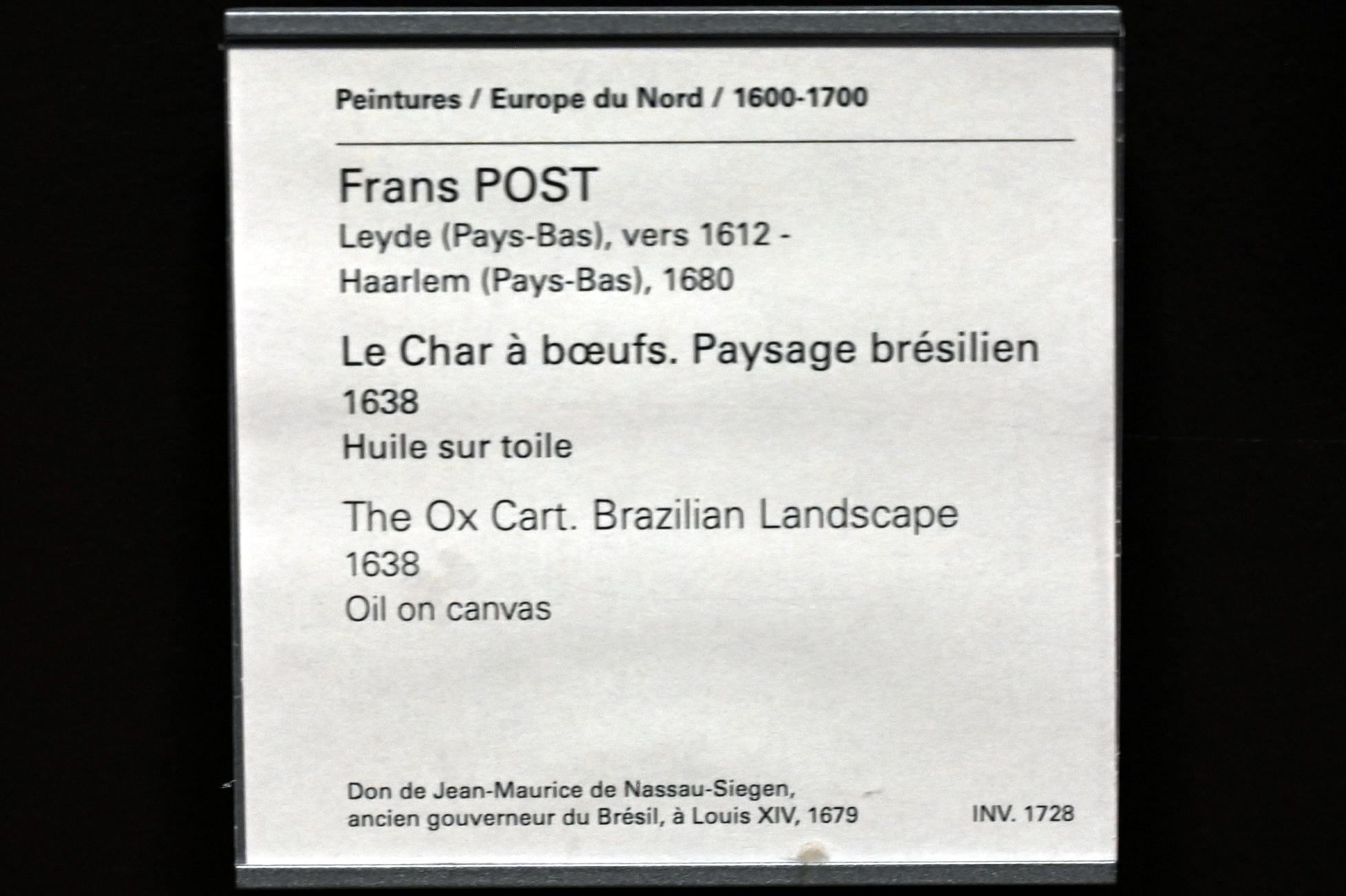 Frans Post (1638–1665), Ochsenkarren in brasilianischer Landschaft, Paris, Musée du Louvre, Saal 838, 1638, Bild 2/2