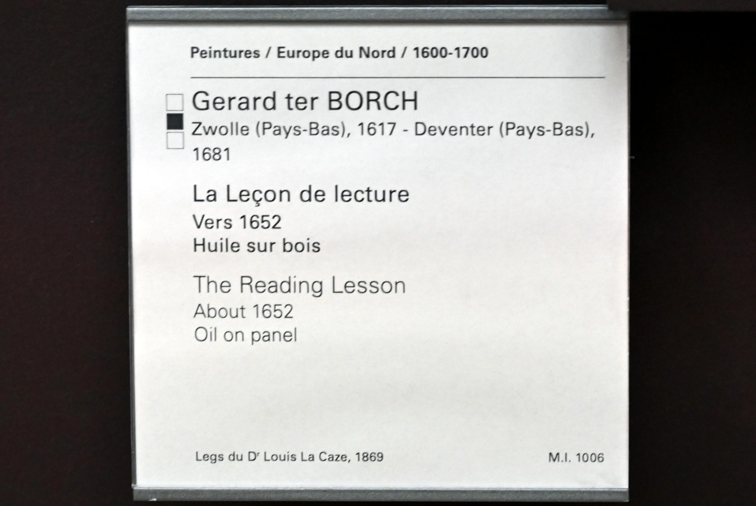 Gerard ter Borch (1635–1675), Lesestunde, Paris, Musée du Louvre, Saal 837, um 1652, Bild 2/2