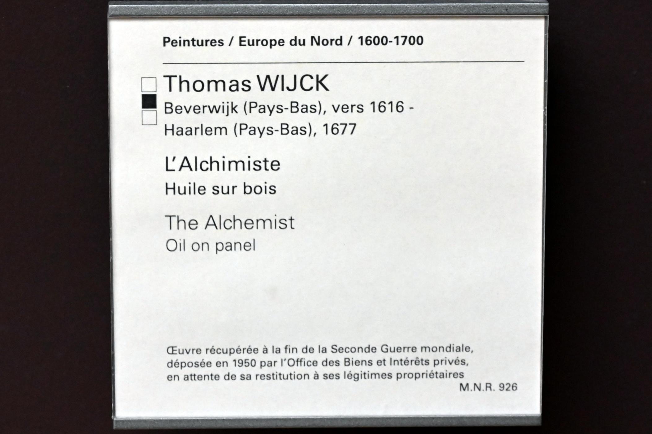 Thomas Wyck (Wijck) (1647–1665), Alchemist, Paris, Musée du Louvre, Saal 837, Undatiert, Bild 2/2