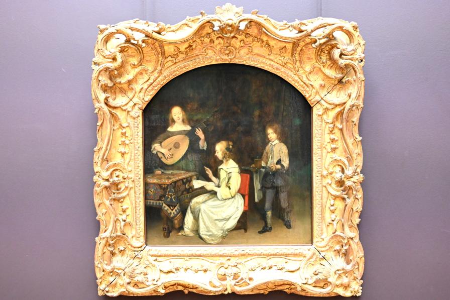 Gerard ter Borch (1635–1675), Zwei junge Musikerinnen mit Diener (Das Konzert), Paris, Musée du Louvre, Saal 837, um 1657