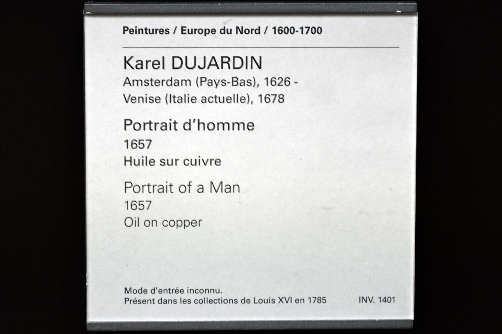 Karel Dujardin (1652–1678), Porträt eines Mannes, Paris, Musée du Louvre, Saal 837, 1657, Bild 2/2