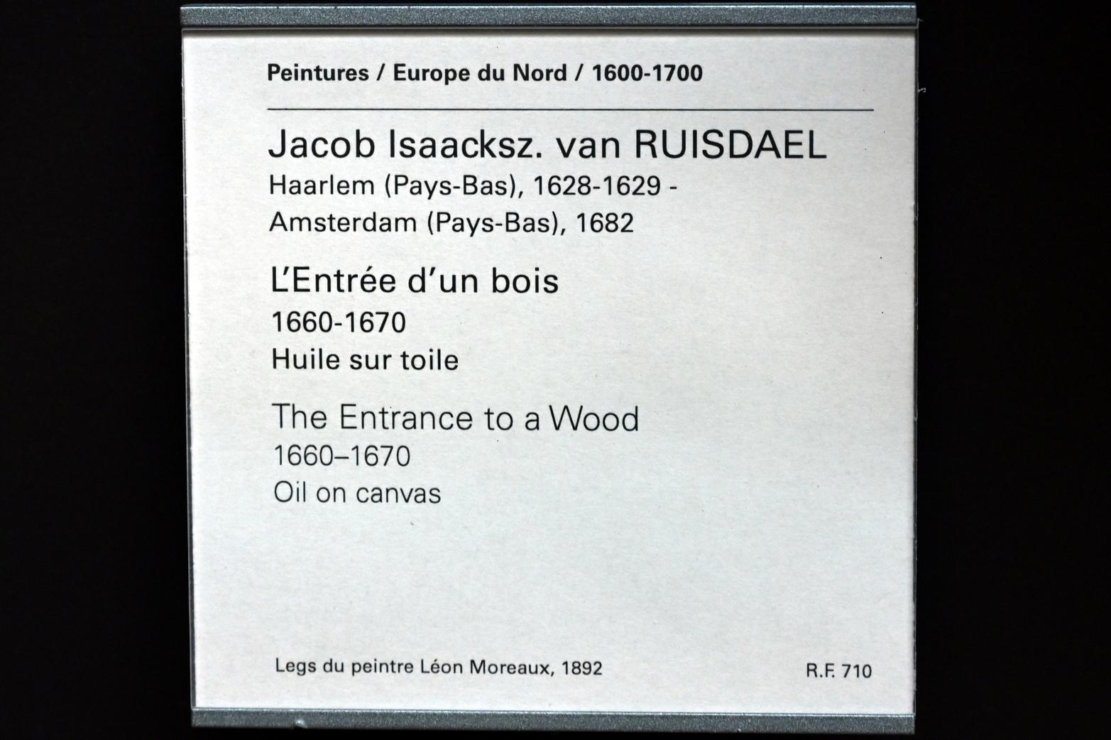 Jacob van Ruisdael (1646–1677), Eingang zum Wald, Paris, Musée du Louvre, Saal 837, um 1660–1670, Bild 2/2