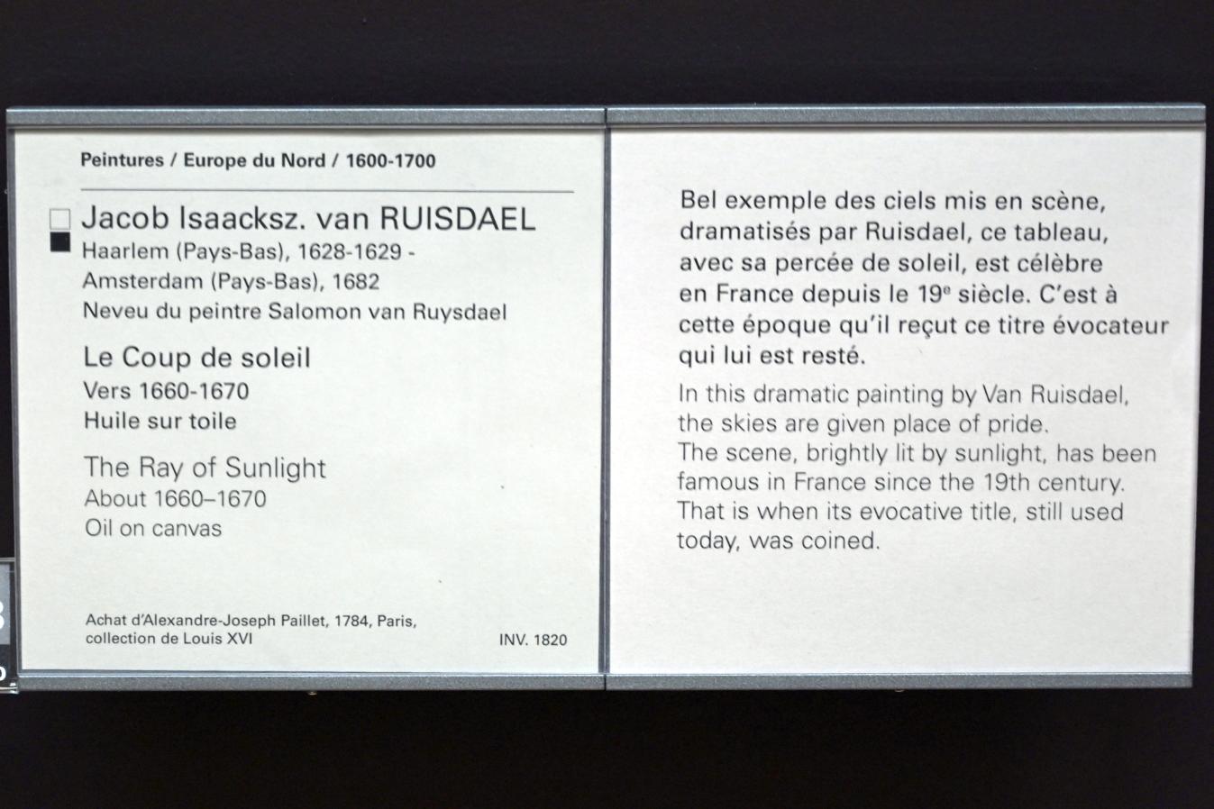 Jacob van Ruisdael (1646–1677), Sonnenbrechung durch die Wolken, Paris, Musée du Louvre, Saal 837, um 1660–1670, Bild 2/2