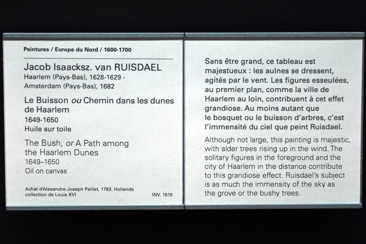 Jacob van Ruisdael (1646–1677), Der Busch (Pfad in den Dünen von Haarlem), Paris, Musée du Louvre, Saal 837, 1649–1650, Bild 2/2